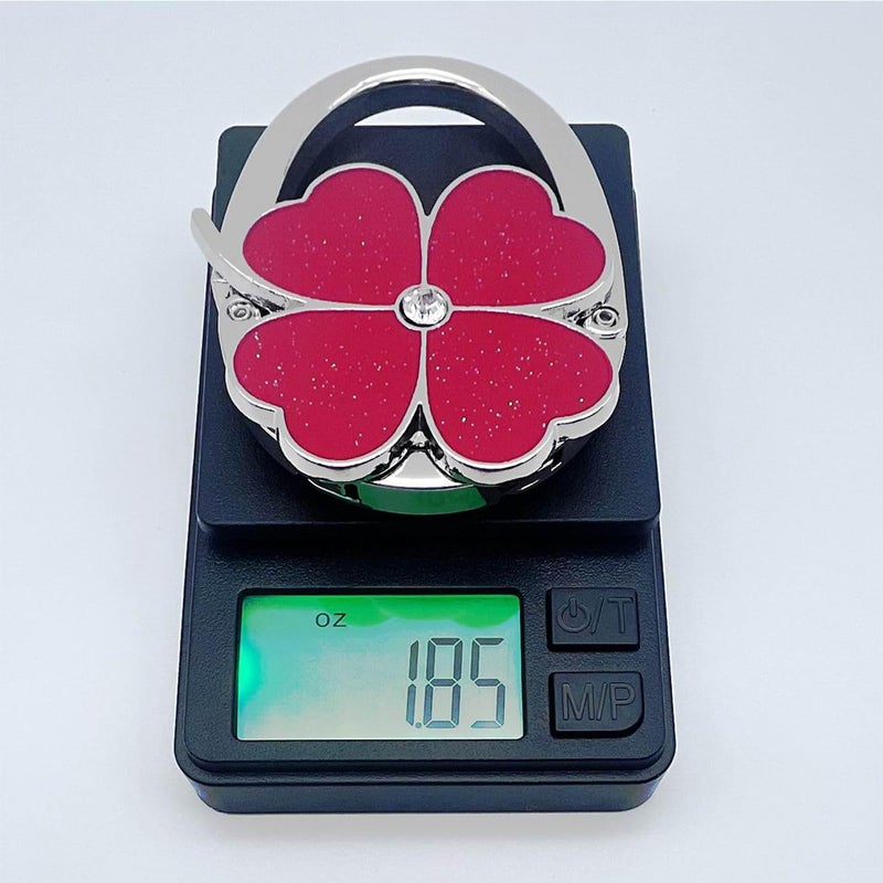 ROFLYER Four Leaf Clover Design Foldable Handbag Hanger Folding Purse Table Hook Holder (Red) - Image 2